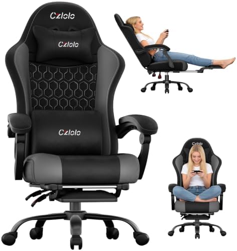 Czlolo Fabric Big and Tall Gaming Chair with Extended Footrest