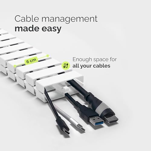 VALU Under Desk Cable Organizer, 49in - White, with Magnet