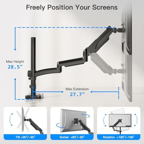 Extra Long Arm Monitor Mount, Fits Max 32" Hold up to 19.8lbs