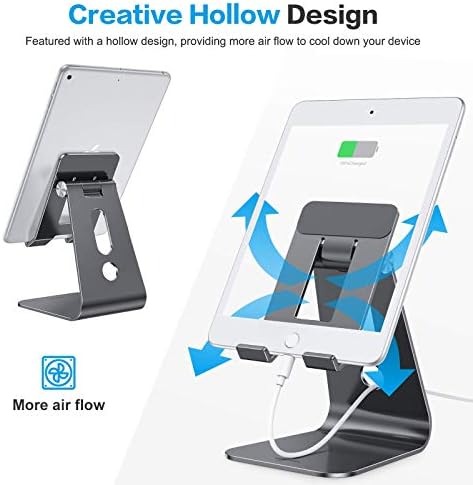 OMOTON T2 Tablet Stand for Desk, Aluminum Holder for iPad Pro/Air, Black