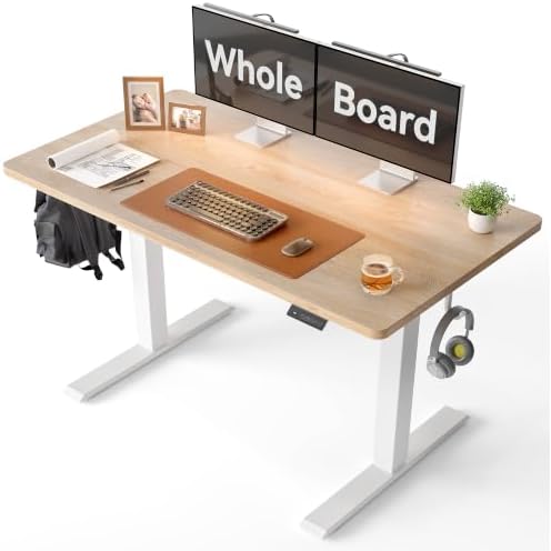 CubiCubi 48 x 24 Large One-Piece Electric Adjustable Standing Desk, Maple