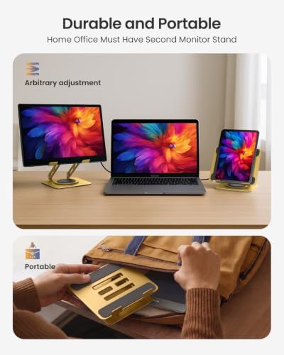 LOXP Adjustable Tablet Stand, 360 Rotating with Heavy-Duty Base - Gold