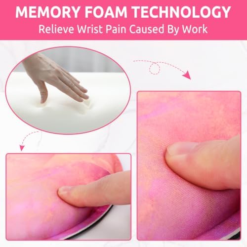 KONVINIT Ergonomic Mouse Pad with Wrist Rest, Small Mousepad with Non-Slip Rubber Base and Smooth Surface, Hot Pink Mouse Pads for Desk, Office Desk Accessories