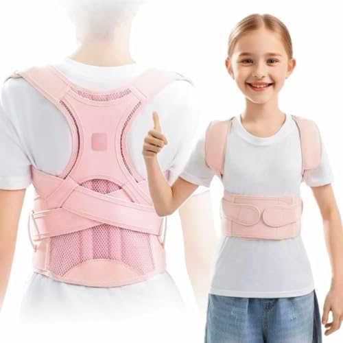 Adjustable Back Posture Corrector for Kids Teenage Girls Boys Women, Pink M