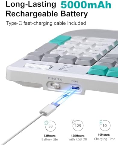 Ergonomic Mechanical Keyboard with Wrist Rest, RGB Backlight