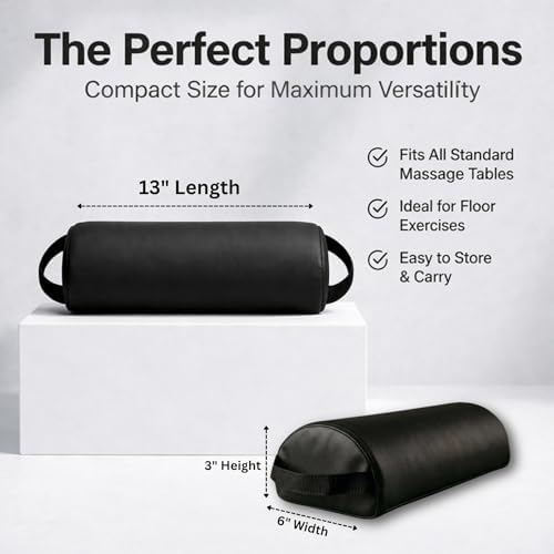 ForPro Half Round Neck Bolster Pillow, 26"L x 6"W x 3"H, Black