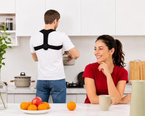 Posture Corrector for Men & Women, Adjustable Back Brace for Posture Support, Upper Back & Shoulder Support, Comfortable Breathable Posture Corrector for Daily Wear, Sitting & Standing
