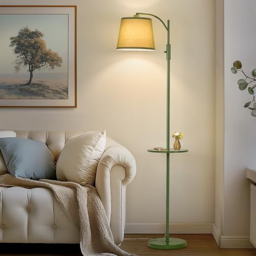 AIDENOEY Green Floor Lamp with Table, Dimmable Standing Lamp, Living Room