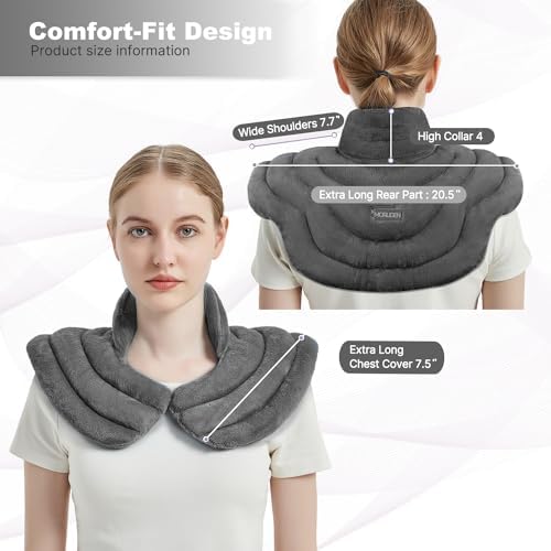 MORLIDEN Neck Heating Pad Microwavable for Shoulders, Warmer Wrap Microwave Heating Pad for Neck and Shoulders for Pain Relief (Gray)