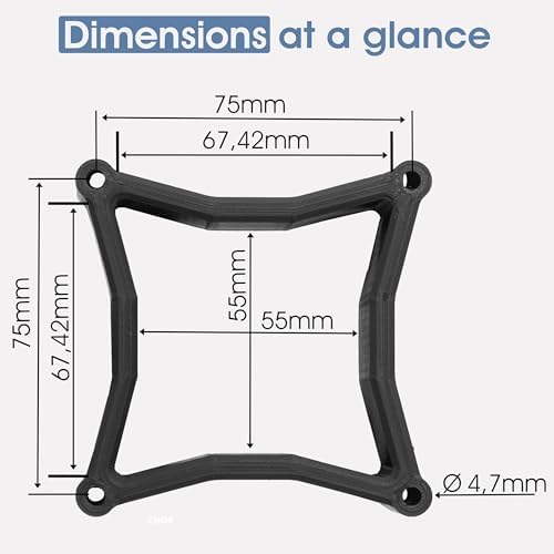 3IDEE Universal VESA Spacer - 30mm Distance - Monitor Mount Adapter 75x75 mm - Compatible with Many Monitors (Samsung Odyssey G5 Monitor & More) (75x75mm) (Pack of 2)