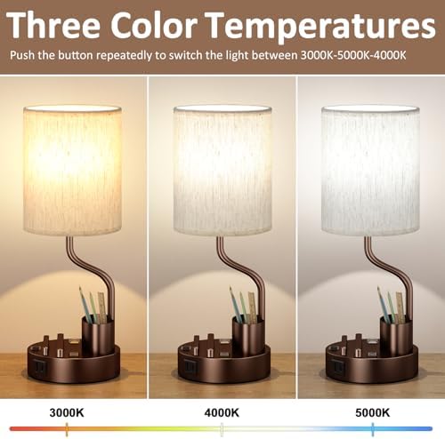 Fenmzee Bedside Lamps for Bedroom Set of 2 - Table Desk Lamp for Nightstand