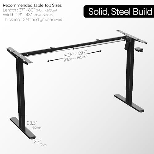 VIVO Black Single Motor Electric Standing Desk Frame, DESK-V100EB