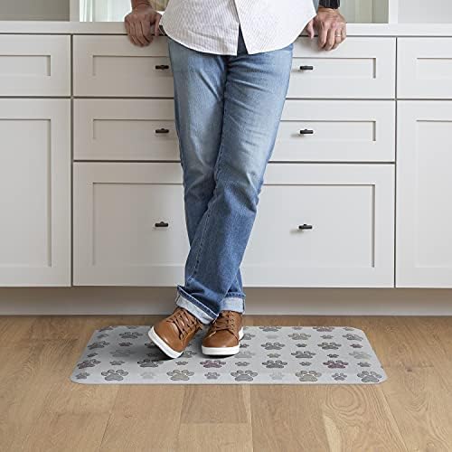 GelPro Designer Cushioned Anti-Fatigue Comfort Floor Mat, Padded Stain-Resistant, Waterproof, Non-Slip Comfort Padded Desk/Office Mat, 20 x 32, PAWZ Greyhound