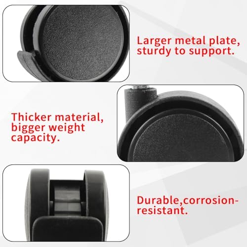 HOWDIA 4 Pack 2 Inch Swivel Caster Wheels for Cart, M8-1.25×13mm Threaded Stem Heavy Duty Casters, Nylon Wheels Replacement for Furniture, Table, Cabinet, Shelf（No Brake）