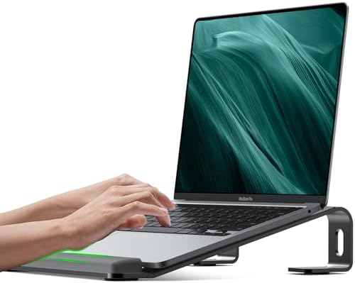 JCZT Aluminum Laptop Stand, Laptop Riser with Wrist Rest, Black