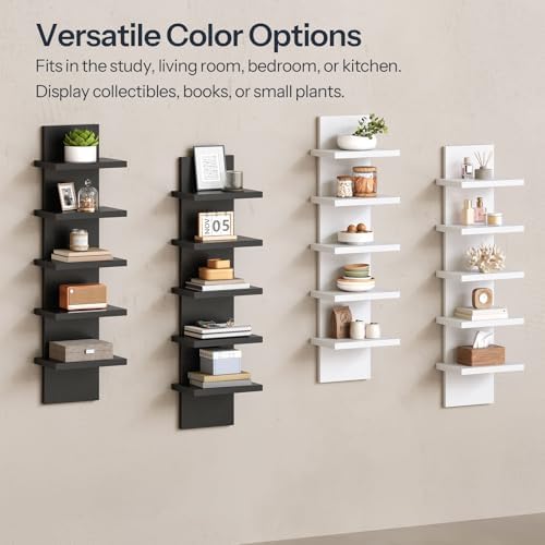HOOBRO 5 Tier Wall Shelf Unit for Storage, 2 Pack Floating Shelves for Wall