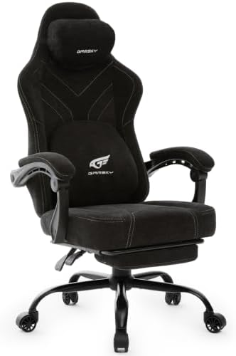Ergonomic Gaming Chair for Adults - Comfortable Office Computer Chair with 20.5” Wide Seat, Adjustable Video Game Chair with Footrest and Lumbar Support for Home Office, Black