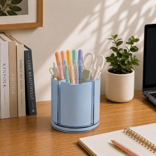360° Rotating Pen Holder for Desk Adjustable Pencil Organizer, Blue