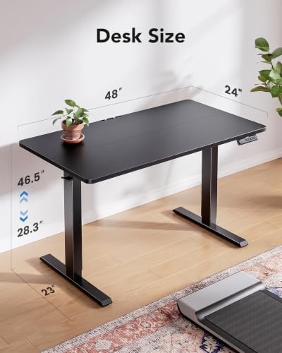 HUANUO 48x23 Inch Electric Standing Desk, Adjustable, Black