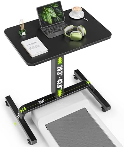 WALKINGDESK Height Adjustable Mobile Standing Desk with 360° Swivel Casters, 29"-45" Pneumatic Rolling Desk on Wheels, Perfect for Home Office, Bedroom, Living Room, Black