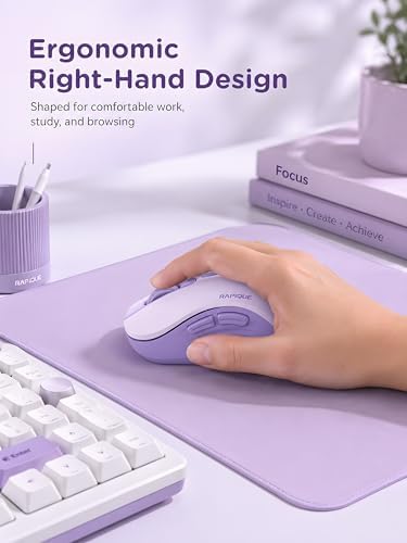 RAPIQUE Bluetooth Wireless Mouse, Dual Bluetooth & 2.4GHz, Purple