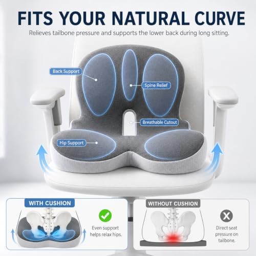 Celnva Orthopedic Seat Cushion – L-Shaped Lumbar Support Memory Foam Comfort for Long Sitting, Ergonomic Support for Office Chair, Wheelchair, Car & Travel (Black)