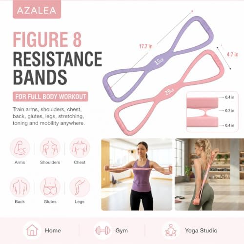 AZALEA Figure 8 Resistance Bands, Silicone Stretch Bands with Handles