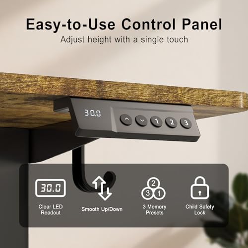 55 Inch Height Adjustable Standing Desk for Home, Dark Walnut