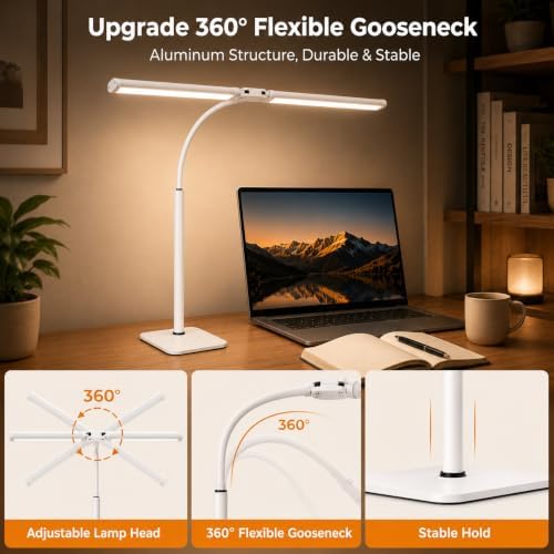 24-Inch Double Head LED Desk Lamp with Base, 15W Architect Desk Light