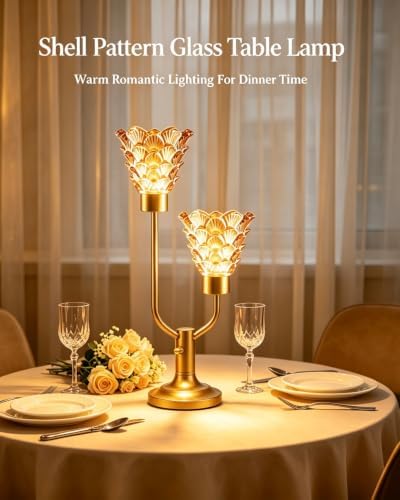Lightdot Mid Century Modern Gold Table Lamp Vintage Glass Lamp Dimmable