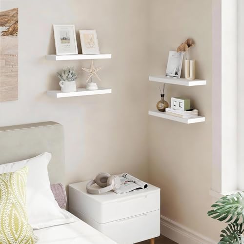 BAYKA White Floating Shelves 15.7in, Set of 3, Wall Mounted for Wall Decor