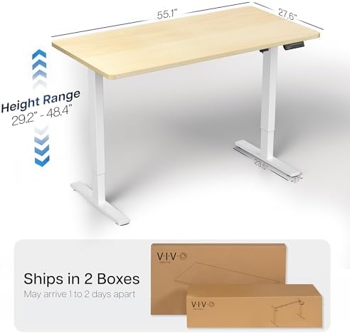 VIVO Light Wood 55 x 28 in Standing Desk, DESK-KIT-1W55C