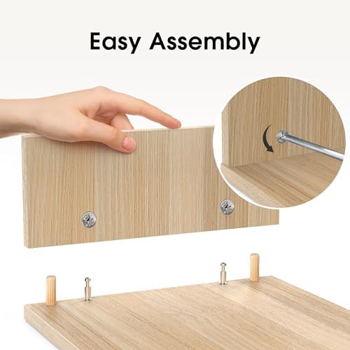 FITUEYES Dual Monitor Stand Riser, Adjustable Length and Angle, Oak