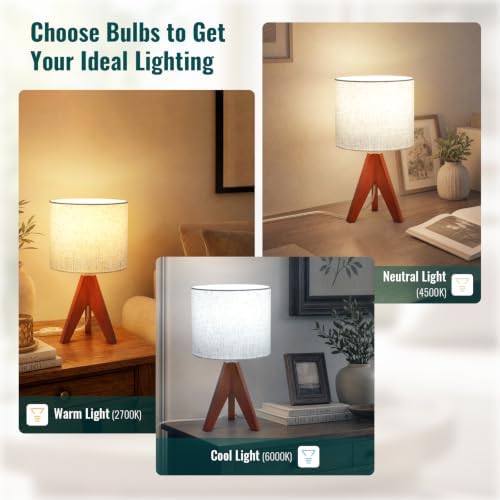 Siljoy 14.2'' Tripod Table Lamp, Small Bedside Nightstand Lamp, E26 Base