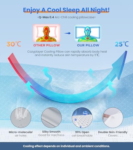 Ultra Pain Relief Cooling Pillow for Neck Support, Adjustable Cervical Pillow Cozy Sleeping, Odorless Ergonomic Contour Memory Foam Pillows, Orthopedic Bed Pillow for Side Back Stomach Sleeper