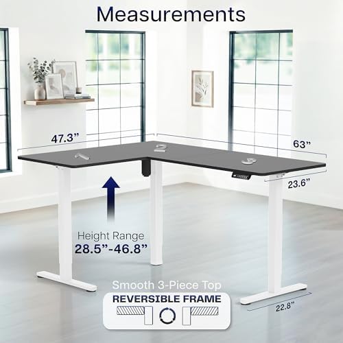 VIVO Black 63 x 47 in Corner Standing Desk, DESK-E3CTWB-47