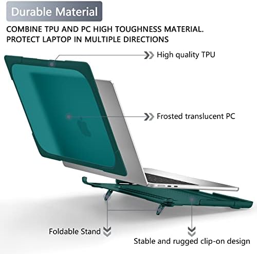 Batianda Foldable Stand Heavy Duty Case for MacBook Air 13.6 inch, Teal