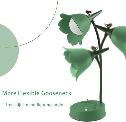 Desk Lamp for Kid, Dimmable LED Table Lamp with 3 Colour Temperatures, Rechargeable Desk Lamp with Touch Sensor and Flexible Arm, USB Bedside Lamp for Reading, Learning, Working (Green)
