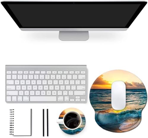 ToLuLu Mouse Pad Wrist Rest Support Gel, Ergonomic Mouse Pads with Non Slip PU Base, Mouse Wrist Rest Pad for Laptop Computer Home Office Working Gaming Pain Relief, Sunset& Beach