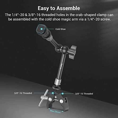 SMALLRIG 11'' Articulating Magic Arm and Clamp with 1/4 and 3/8 Thread