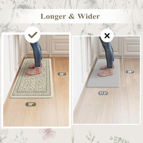 KIMODE Anti Fatigue Kitchen Mats for Floor,Farmhouse Kitchen Rugs 20"x39"