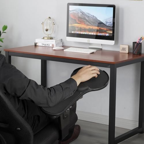 Upgraded Ergonomic Arm Rest Mouse Pad for Chair，Adjustable Mouse Tray with Wrist Cushion, Chair arm Mousepad, Black