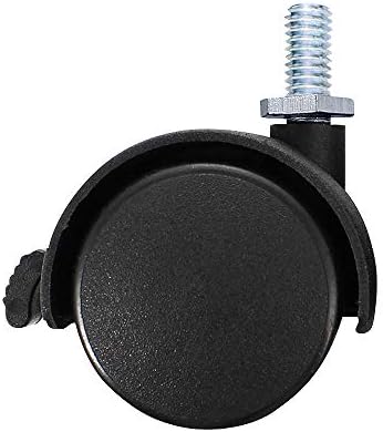 8 Pack Plastic Castor Replacement Wheel for Furniture, 1.5 Inch Diameter Black Small Threaded Caster Cabinet Wheel Office Furniture Desk Floor Swivel Plate Screw In Caster, 5/16" Threaded with Brake