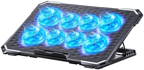 ICE COOREL Laptop Cooling Pad with 8 Cooling Fans, Cooling Pad for Laptop Fan 13-15.6 Inch, Laptop Cooler Stand with 6 Height Adjustable, Notebook Cooler Pad with Two USB Port [2025 Version]