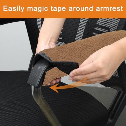 AHIER Wheelchair Armrest Pads, 2PCS Sheepskin Fleece Wheelchair Armrest Covers, Non Slip Arm Rest Cover Cushion pad for Wheelchairs (Brown)