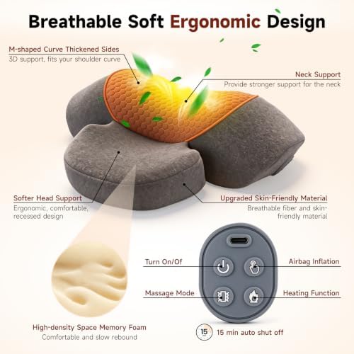 3-in-1 Neck Massager Pillow with Heat, Vibration & Cervical Traction