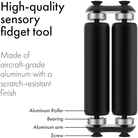 ONO Roller - Handheld Fidget Toy for Adults | Help Relieve Stress, Anxiety, Tension | Promotes Focus, Clarity | Compact, Portable Design (Black, Junior Size - Aluminum) (Pack of 2)