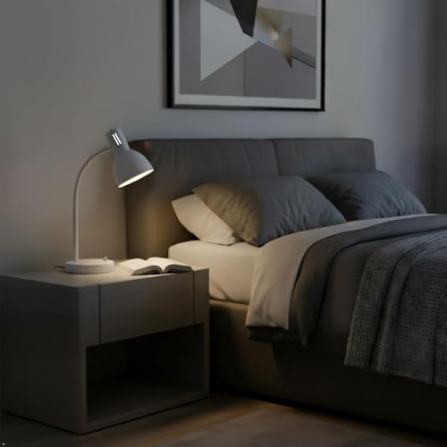 AFORTLO LED Desk Lamp,3 Color Temperature Changeable Table Lamp,Flexible Gooseneck Eye-Caring Book Reading Light for Home Office, Study, Nightlight with Bulb (White)