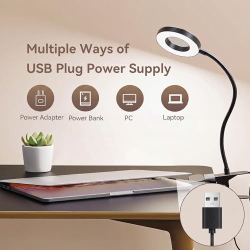 LED Desk Lamp Table Lamp with USB Charging Port (2 Pack Clip Lamp)
