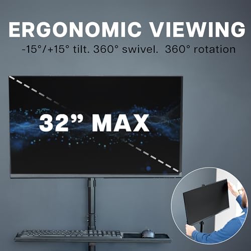 VIVO Black Mobile Computer Cart with Monitor Mount, CART-PC02T
